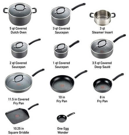 Best Cookware for Gas Stove by T-fal-17-pieces-set